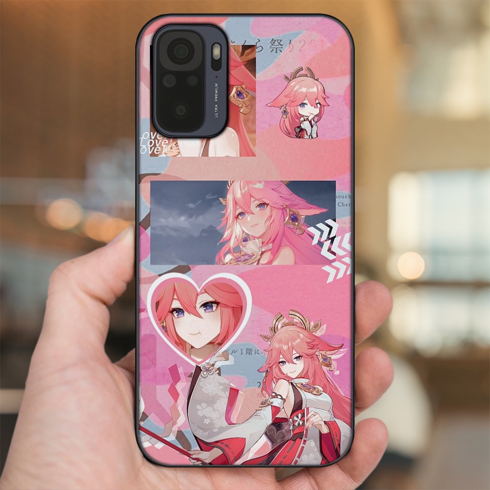 Ốp lưng Xiaomi Redmi Note 10, Note 10s viền đen in hình Yae Miko Genshin Impact