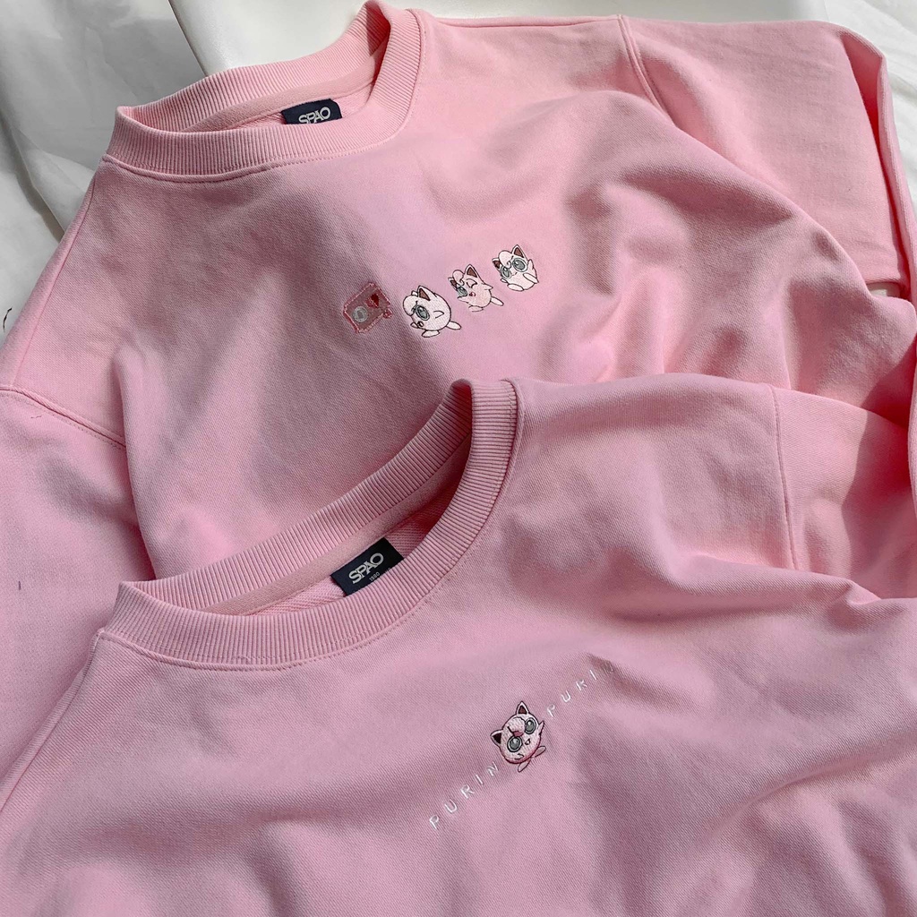 Áo Sweater Spao Nỉ Màu Hồng Thêu Hình Nhân Vật Pikachu Phong Cách Hàn Quốc | BigBuy360 - bigbuy360.vn