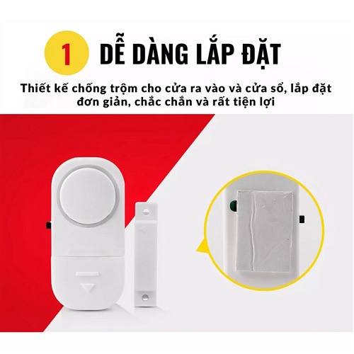 Chuông Còi Gắn Cửa Báo Động Chống Trộm Không Dây