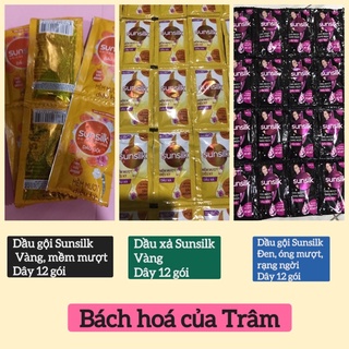Dây dầu gội Sunsilk vàng và đen 5g x 12 gói
