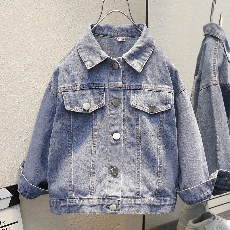 Áo Khoác Cao Bồi Đính Hạt Phong Cách Hàn Quốc Đơn Giản Cá Tính Mùa Xuân Thu Dành Cho Bé Gái