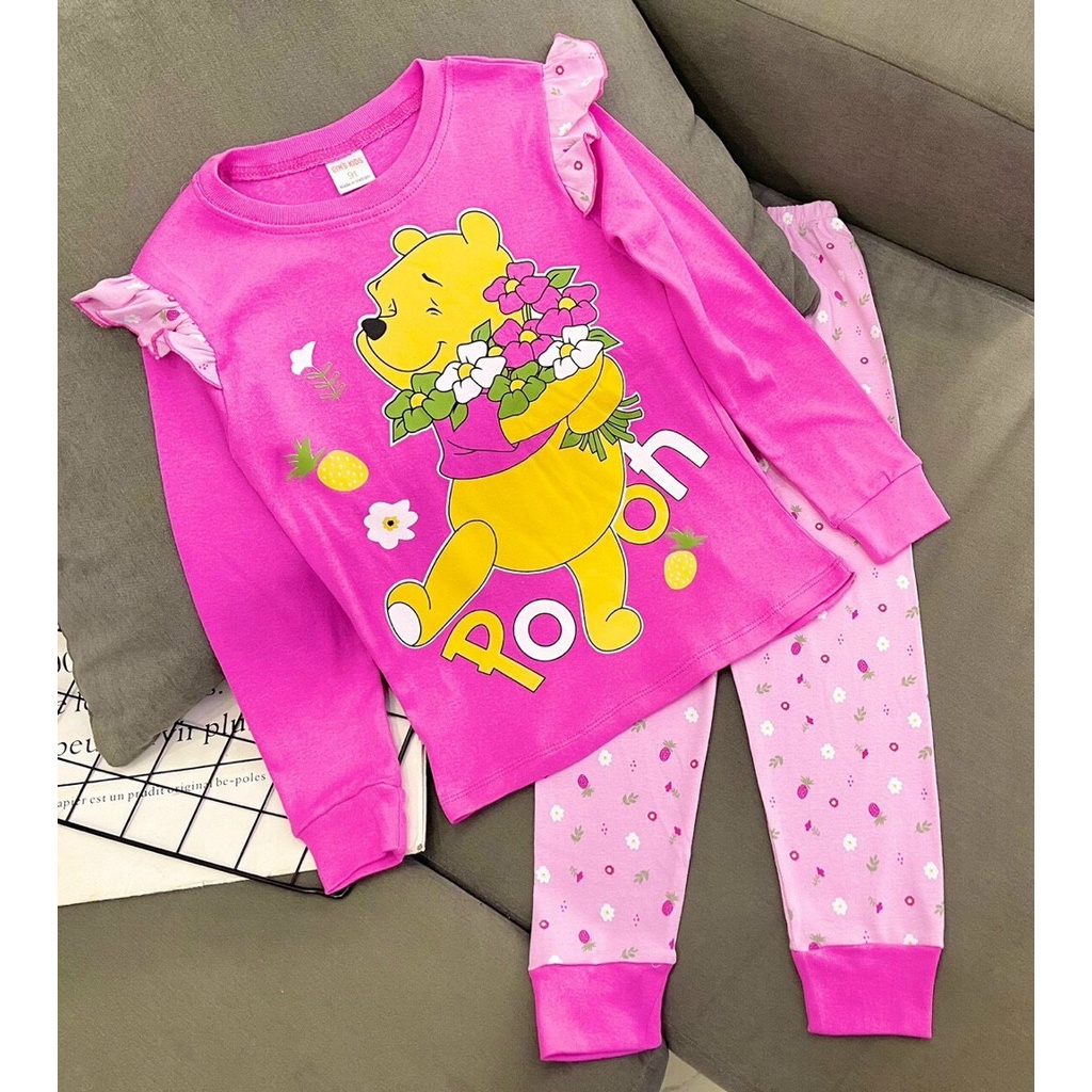 [20-43kg] Bộ Tay dài Quần dài cotton borip siêu mền mịn cho bé gái, Đồ thu đông, Quần áo mặc nhà