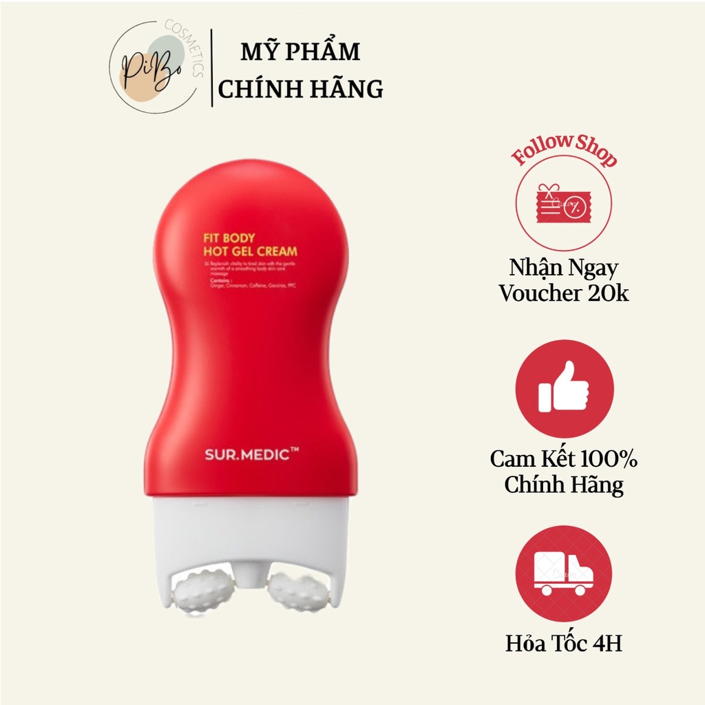 Thanh Lăn Massage Tan Mỡ Săn Cơ Định Hình Body SURMEDIC Fit Body Hot Gel Cream - 100ml