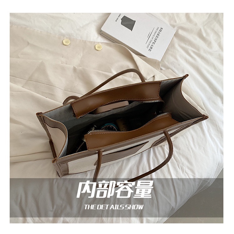 Túi Xách JASMIN NOIR Đeo Chéo Bằng Da PU Và Vải Bạt Nắp Lật Cỡ Lớn Màu Tương Phản Cho Nữ