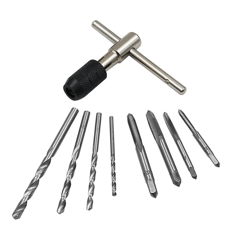 Bộ Taro Tạo Ren M3-M6 Kèm 5 Mũi Khoan HSS - Bộ Taro 9 món Cao Cấp