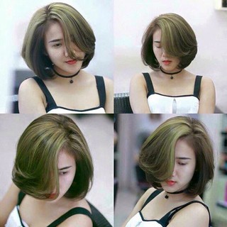 Thuốc nhuộm tóc màu Vàng rêu + tặng kèm trợ nhuộm