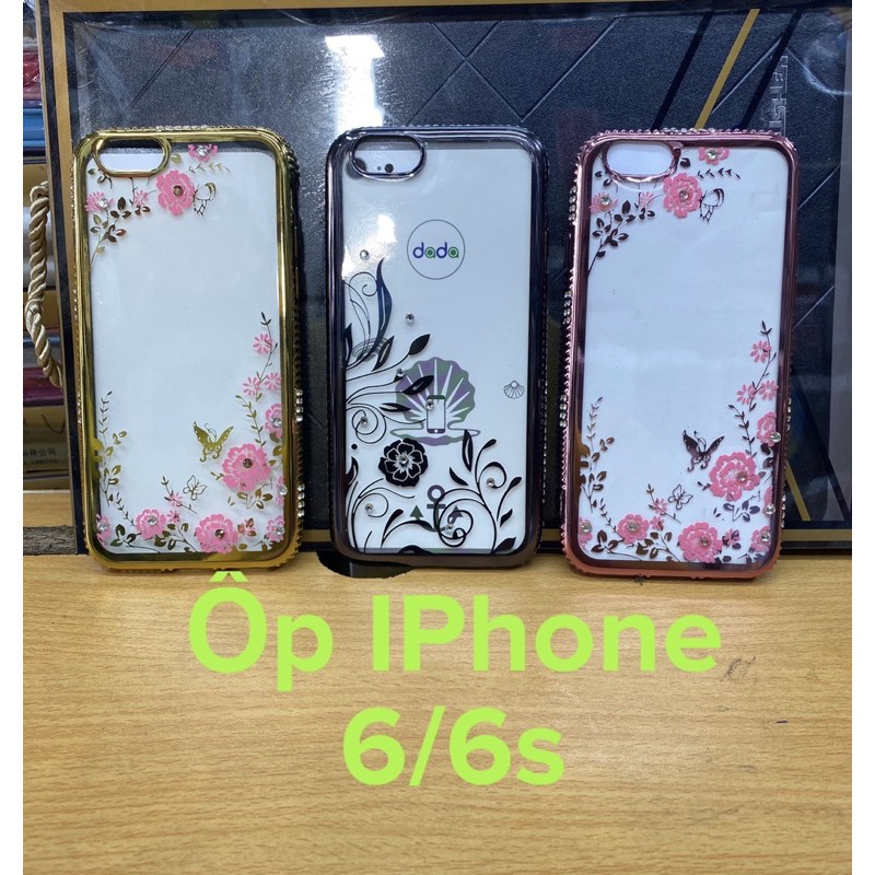 Ốp lưng IPhone 6/6S dẻo trong in hoa đính đá sang trọng