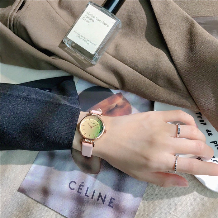 Winner Đồng Hồ Đeo Tay Mặt Nhỏ Màu Xanh Lá Cây Phong Cách Hàn Quốc Đơn Giản Thời Trang Cao Cấp Cho Nữ Sinh