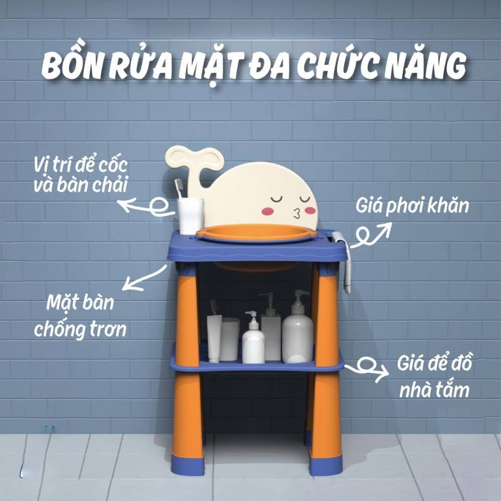 Bồn rửa mặt trẻ em HOLLA - Bồn rửa mặt đa năng cho bé bằng nhựa mini chính hãng Holla