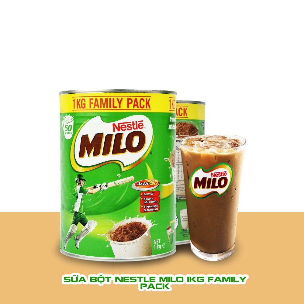 Sữa Milo Úc Nestle Milo 1kg cho trẻ từ 2 tuổi trở lên [Date 8.2022]