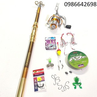 Bộ Cần Câu Máy, Cần Câu Máy Shimano, Cần Câu Cá 2m1, 2m4, 2m7, 3m, 3m6 Kèm Máy Kim loại Và Phụ Kiện Tải Cá 10kg