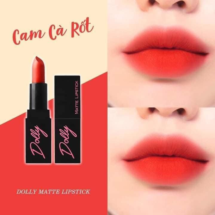 Son Thỏi, Son Lì, Son DOLLY Lâu Trôi, Không Chì, Chất Lượng Chính Hãng New Màu Cam Cà Rốt