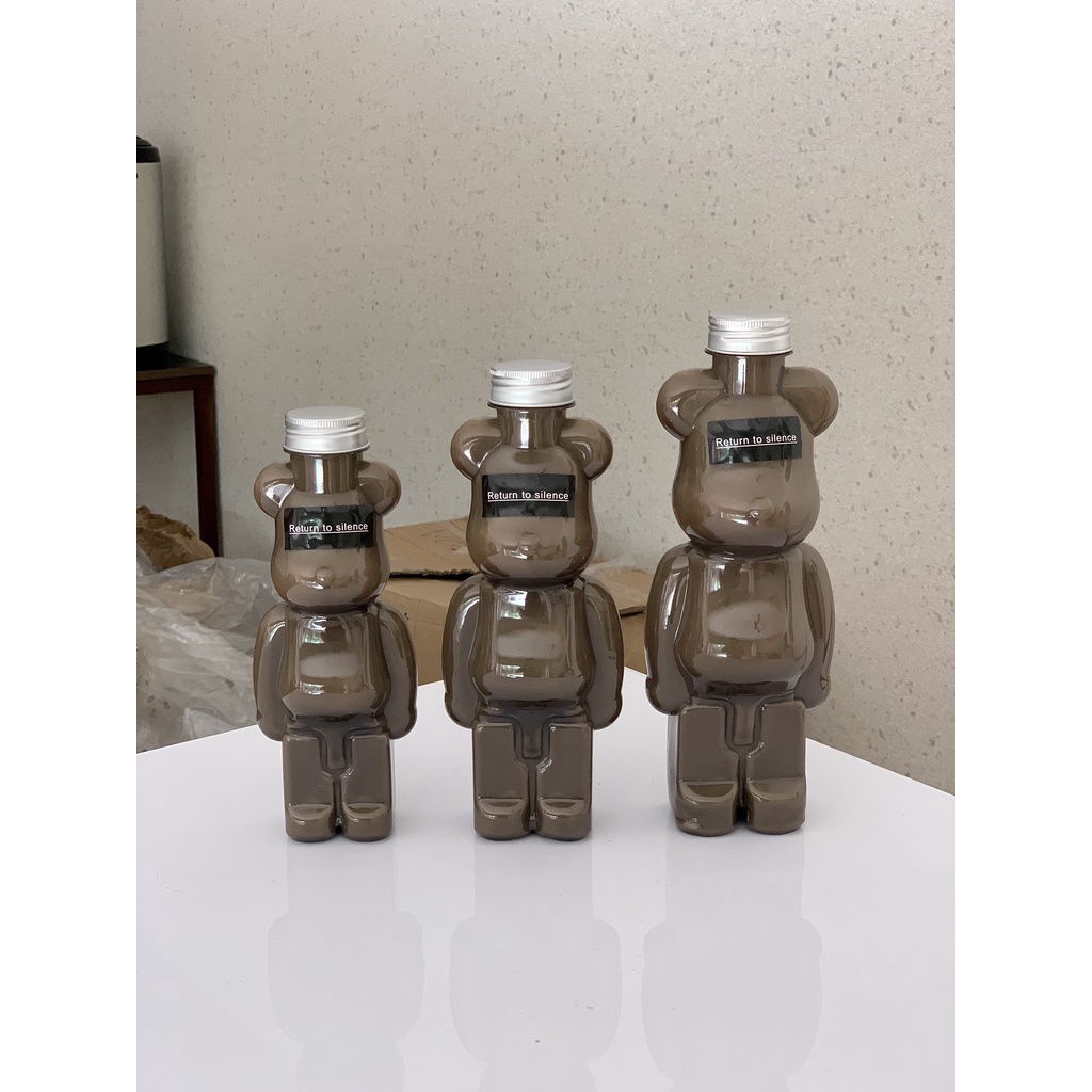 Phụ Kiện Và Chai Nhựa PET Giá Rẻ - Chai Nhựa PET Nắp Nhôm Cao Cấp Hình Gấu Bearbrick