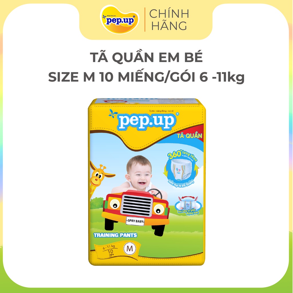 Tã Quần Em Bé PEP.UP gói nhỏ các size S11, M10, L9, XL8