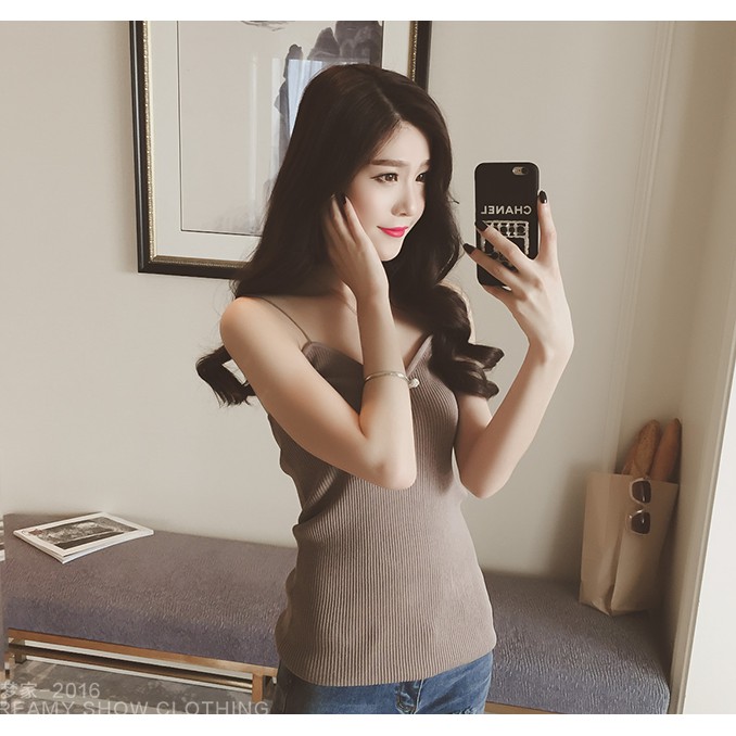 Áo 2 dây nữ chất len dệt kim dễ phối đồ điệu đà ( HAI DÂY LEN)