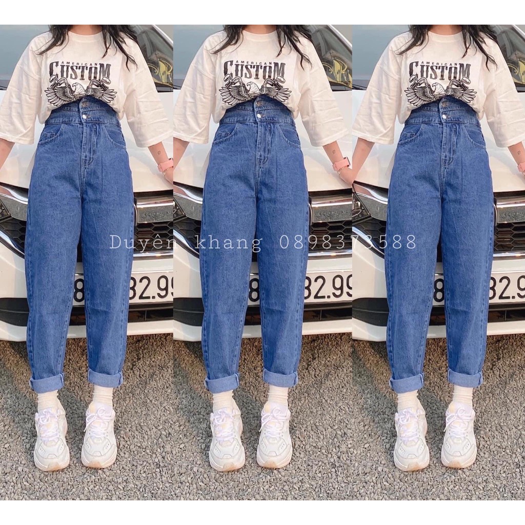 QUẦN JEAN BAGGY NỮ CẠP CAO LƯNG CÁ TÍNH MS 63 [CLIP THẬT] [FREESHIP] hàng loại 1, VẢI DÀY | BigBuy360 - bigbuy360.vn