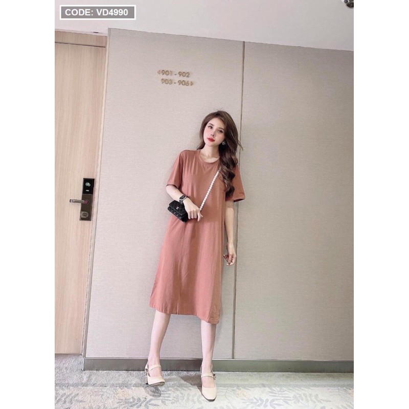 Đầm thun nữ cổ tròn form rộng | BigBuy360 - bigbuy360.vn