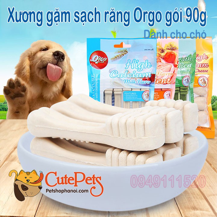 Xương gặm sạch răng cho chó Orgo gói 90g, Bổ xung năng lượng, canxi cho chó - CutePets