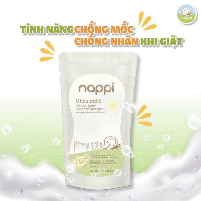 Nước giặt cho bé Dầu Cọ Nappi Thương Hiệu đến từ Thái Lan | Nước giặt cho bé sơ sinh an toàn  cho da trẻ sơ sinh