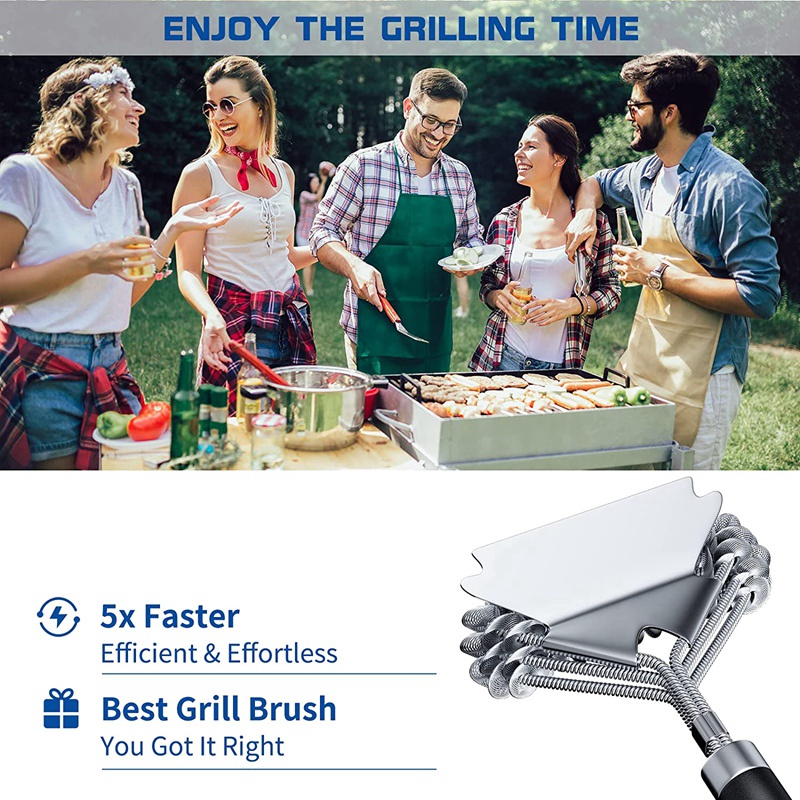 Bộ Cọ Và Dụng Cụ Cạo Làm Sạch Vỉ Nướng BBQ Bằng Thép Không Gỉ An Toàn