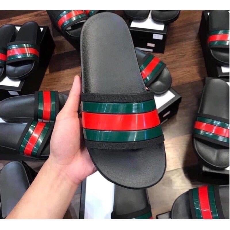 nam nước Dép quai ngang nam đen , dép lê gucci Gc Lê Bảo Bình 3 sọc siêu bền , chông nước , trơn trượt hàng cao cấp -