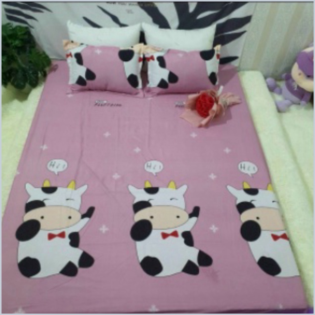 Ga + Gối poly sét 3 món poly cotton không xù không phai màu - Sét 3 món ga bo chun + 2 vỏ gối Ấm Êm Decor - Dứa Official | BigBuy360 - bigbuy360.vn