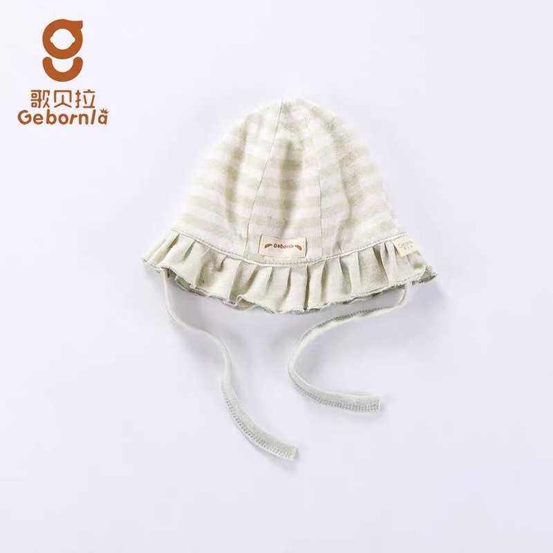 Mũ cho bé gái 0-1 tuổi mũ beanie trùm đầu ORGANIC 100% COTTON HỮU CƠ TỰ NHIÊN cực kỳ xinh xắn ( dày )
