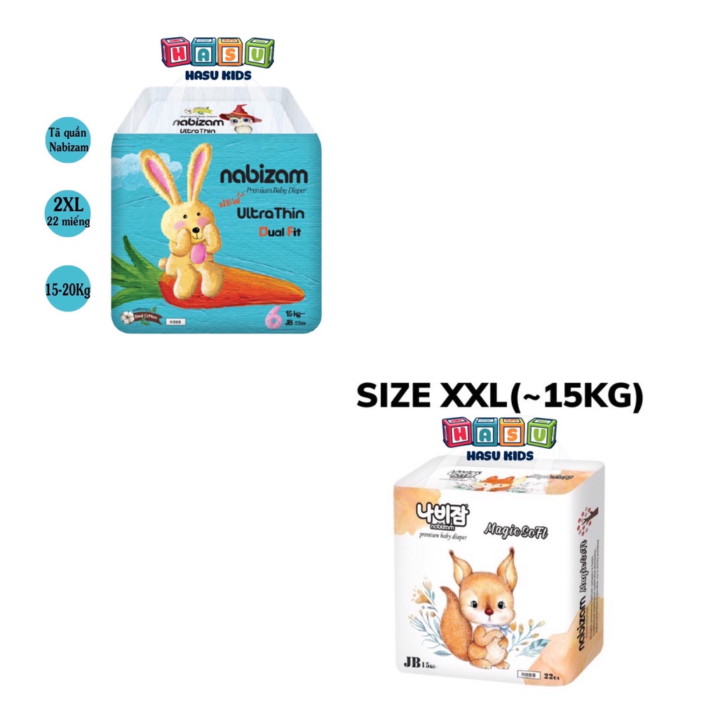 [QUÀ TẶNG HẤP DẪN]COMBO 3 Bịch Tã/Bỉm Quần NABIZAM size XXL22 Magicsoft và Ultrathin Nội Địa Hàn Quốc 2022 Siêu Thấm Hút