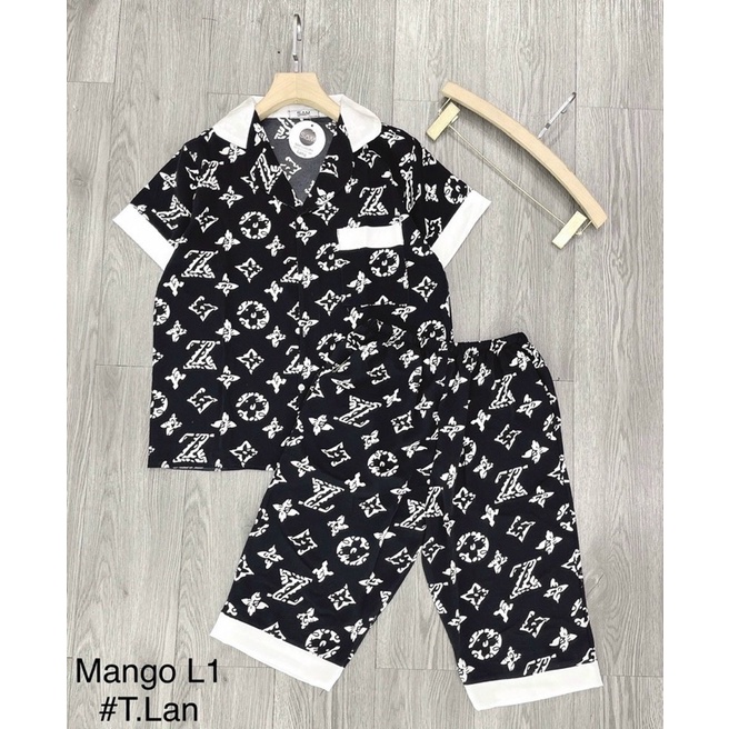 Bộ pijama lụa lửng ngố hàng thiết kế cao cấp mặc nhà xinh
