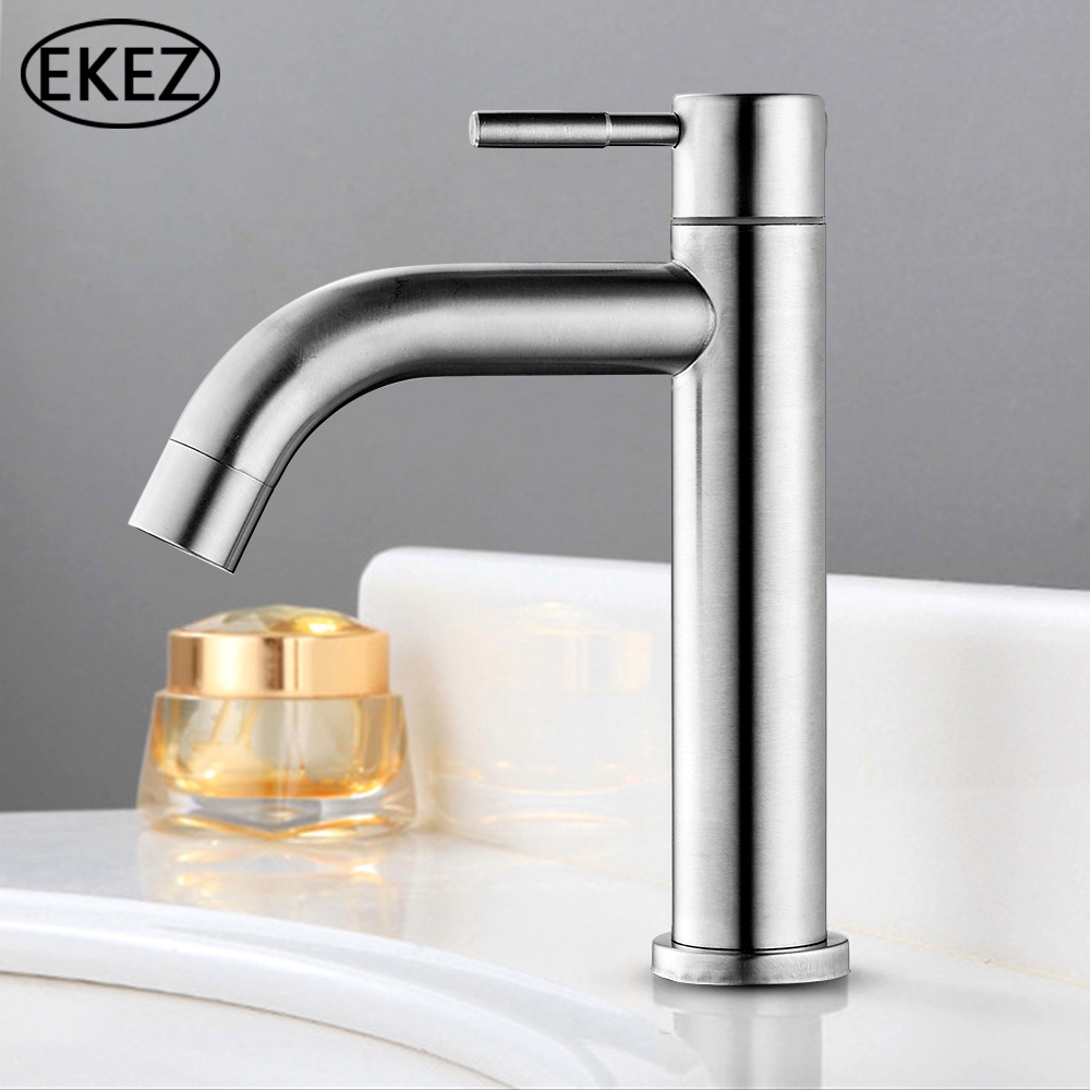 EKEZ  Vòi Phòng Tắm Bồn Rửa Tay Thép Không Gỉ SUS304 Vanity Đơn Vòi Lạnh