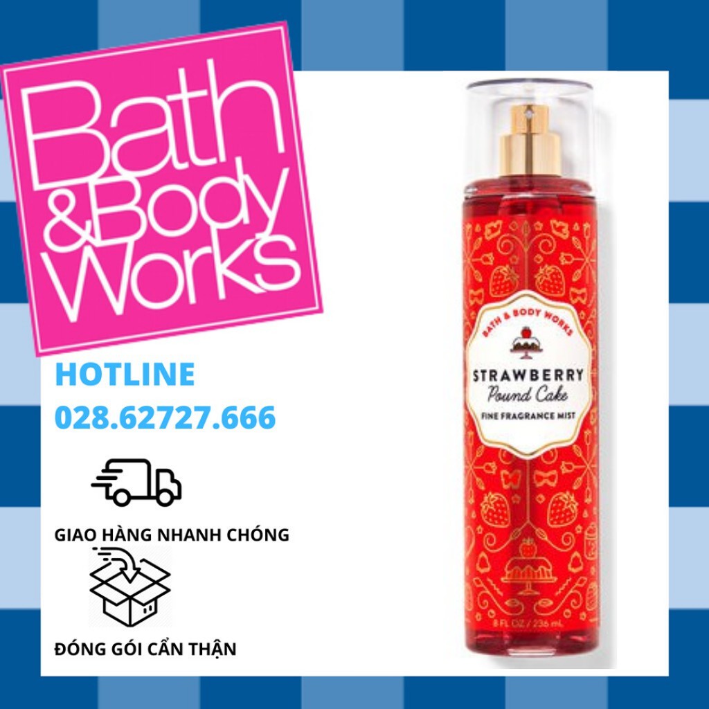 Xịt thơm toàn thân Bath And Body Works - Strawberry Poud Cake (236ml)