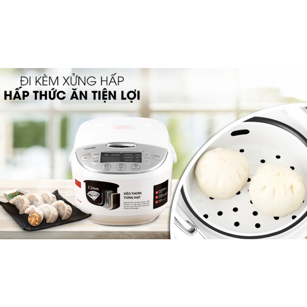 Nồi cơm điện tử Toshiba 1.8 lít RC-18DH2PV(W) hàng chính hãng,mới 100%
