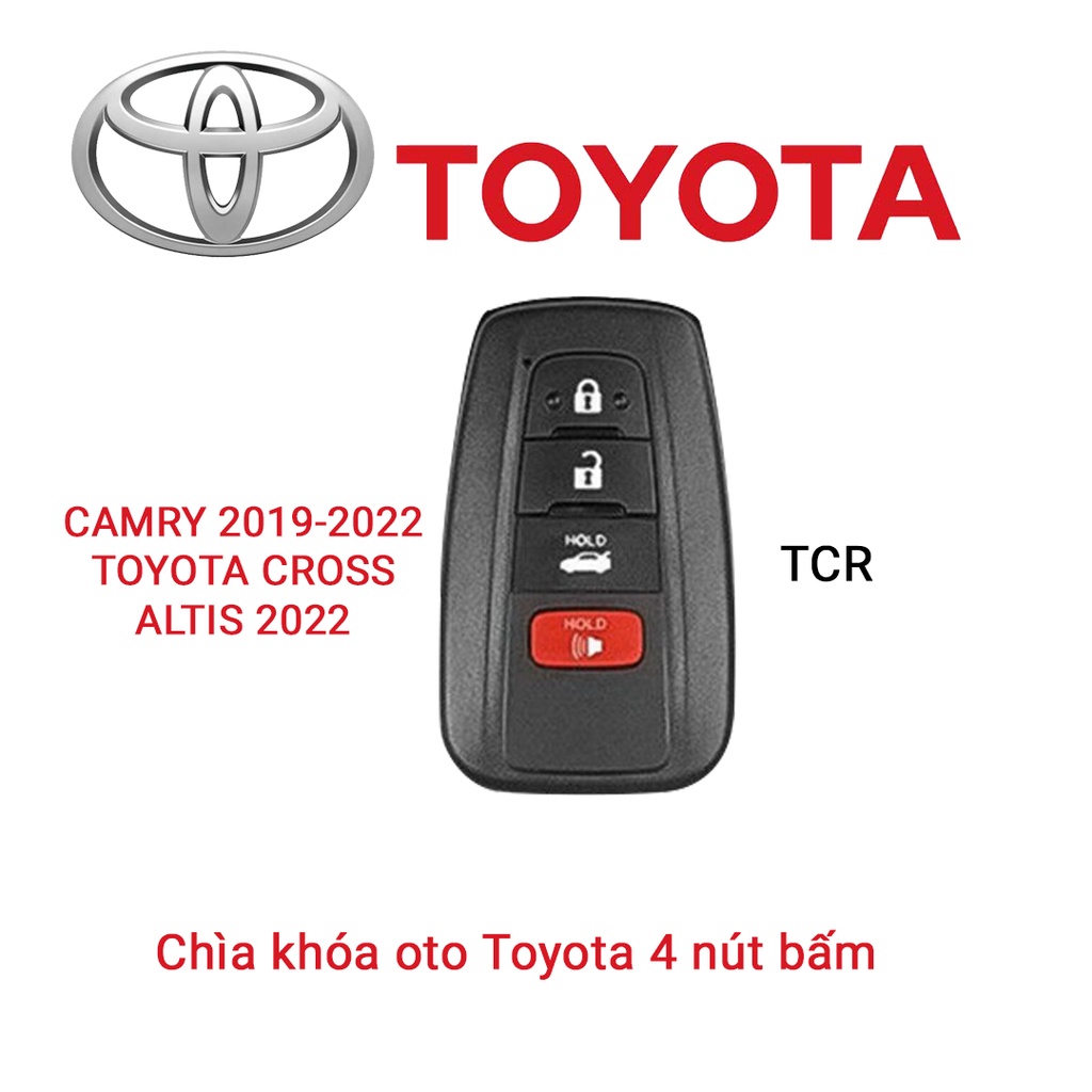 Bao da bọc chìa khóa smartkey ô tô Toyota Corolla Cross Camry Altis 2022 khâu tay kín nút bấm móc đen TCRV