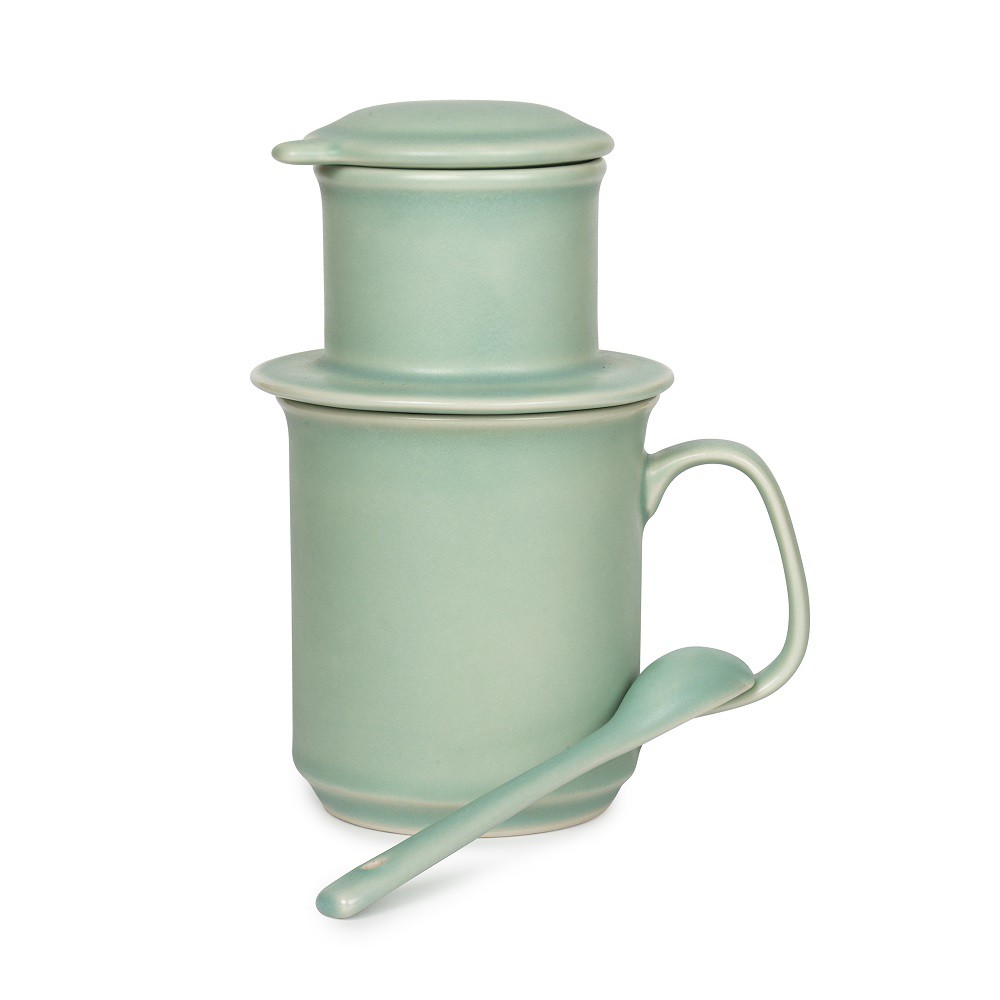 Phin cà phê gốm sứ Bát Tràng Đông Gia Xanh Mint Trơn - Sản phẩm cao cấp - Dùng biếu tặng, uống cà phê - Anni Coffee