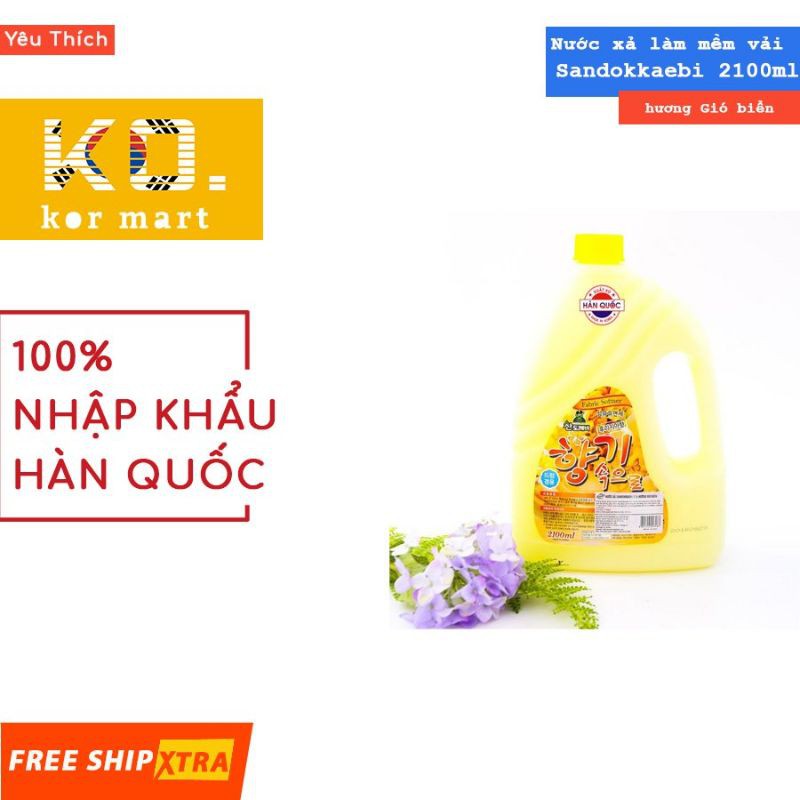 Nước xả ♥️FREESHIP♥️ làm mềm vải Sandokkaebi (GIÁ SỐC) 2100ml hương Gió biển làm mềm vải vượt trội cho quần áo thơm tho