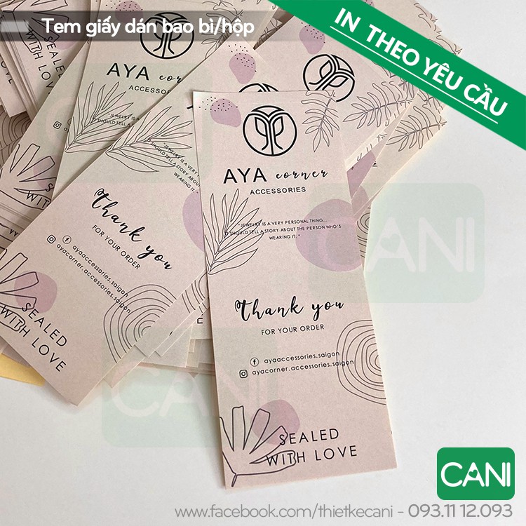 200c - 500c Tem giấy Decal dán hộp  In theo yêu cầu Sticker nhãn giấy niêm phong CANI