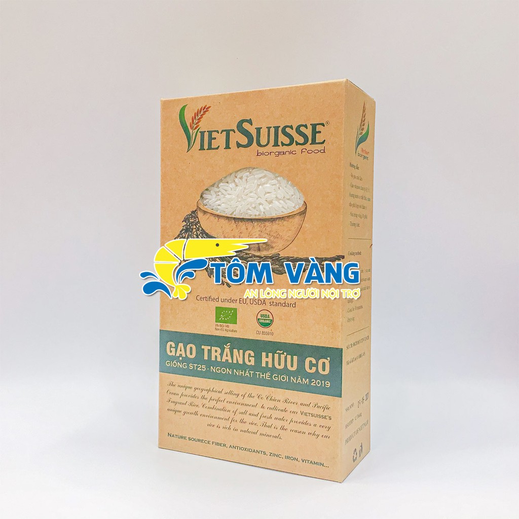 Gạo trắng hữu cơ Vietsuisse 1kg nấu cháo cho bé - Tôm Vàng