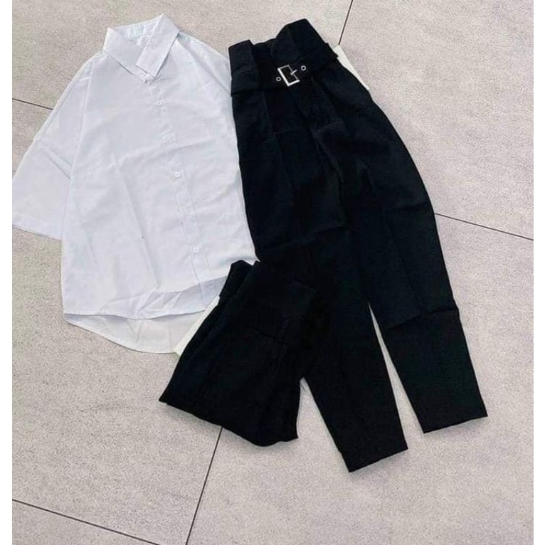 SET ÁO SƠ MI ,QUẦN MẶT VUÔNG MÃ 242 VẢI TUYẾT MƯA ĐI HỌC