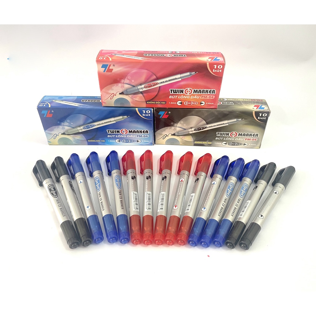 Combo 2 Bút lông dầu Thiên Long PM04 2 đầu nhỏ SUKADO