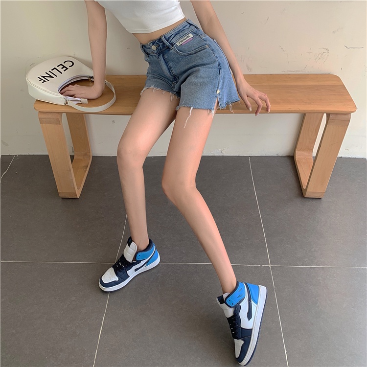 Quần Short Denim Lưng Cao Ống Rộng Xẻ Tà Viền Gợi Cảm Phong Cách Trung Hoa Thời Trang Mùa Hè Mới