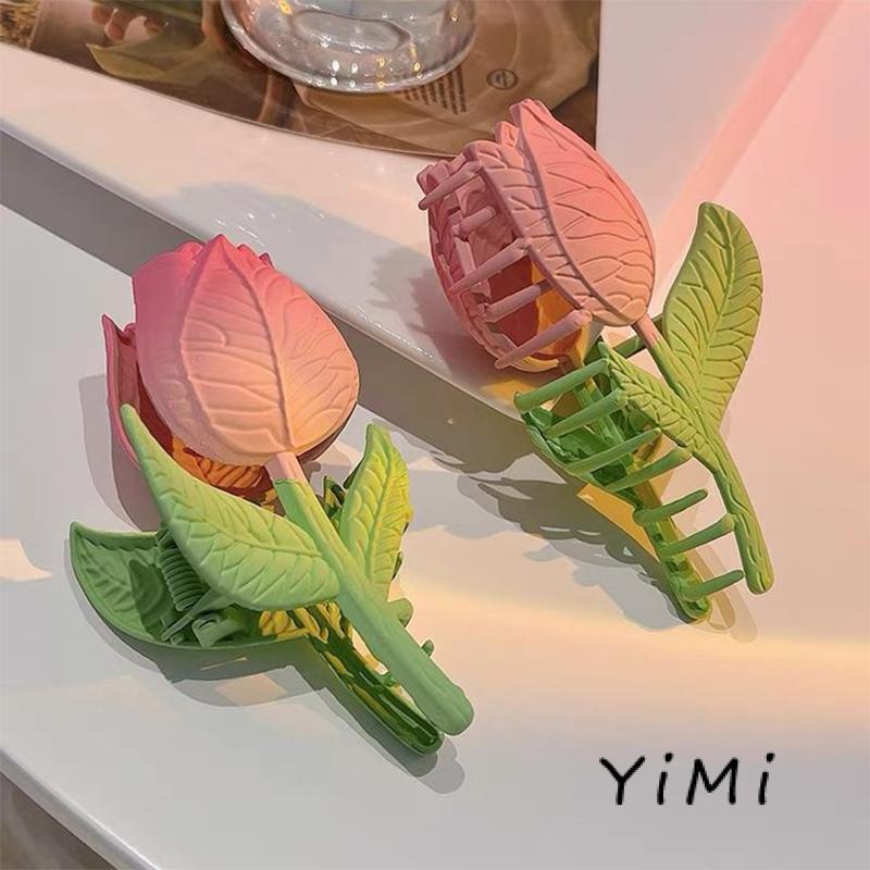 Kẹp Tóc Hình Hoa Tulip 3D Màu Hồng Thời Trang Mùa Hè Cho Nữ