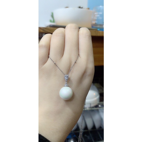 Dây chuyền mặt Ngọc trai nhân tạo bạc thật phủ vàng trắng NGỌC MẬU