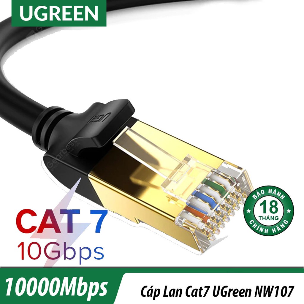 Cáp mạng Cat7 chống nhiễu(băng thông10Gbps) màu đen UGREEN 11229 11268 11277 11269 NW107