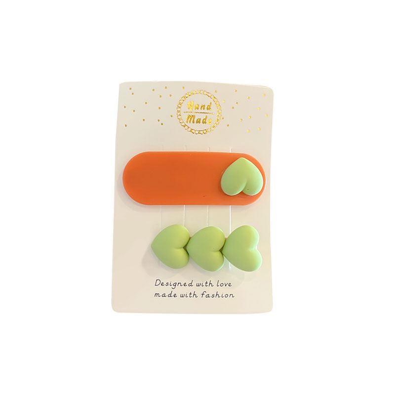 Set 2 Kẹp Tóc Mái Hình Trái Tim Dễ Thương Phong Cách Nhật Bản