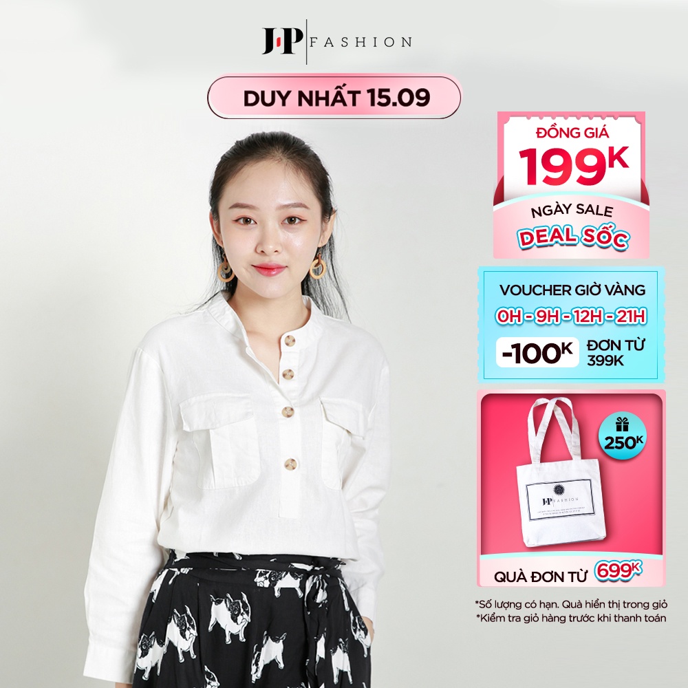 Áo sơ mi nữ cổ trụ tay dài J-P Fashion 10603463
