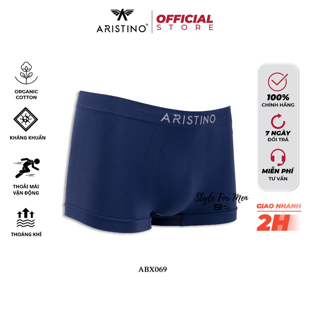 Quần Sịp/Lót Nam ARISTINO Cotton Cao Cấp ABX069 Dáng Boxer Cạp Không Đường Dệt Liền May Co Giãn 4 Chiều Mềm Mát Mịn