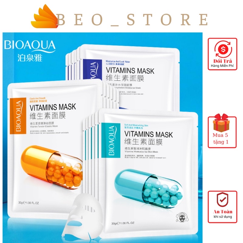 Mặt nạ ba màu vitamin BIOAQUA dưỡng ẩm trắng da giảm bã nhờn