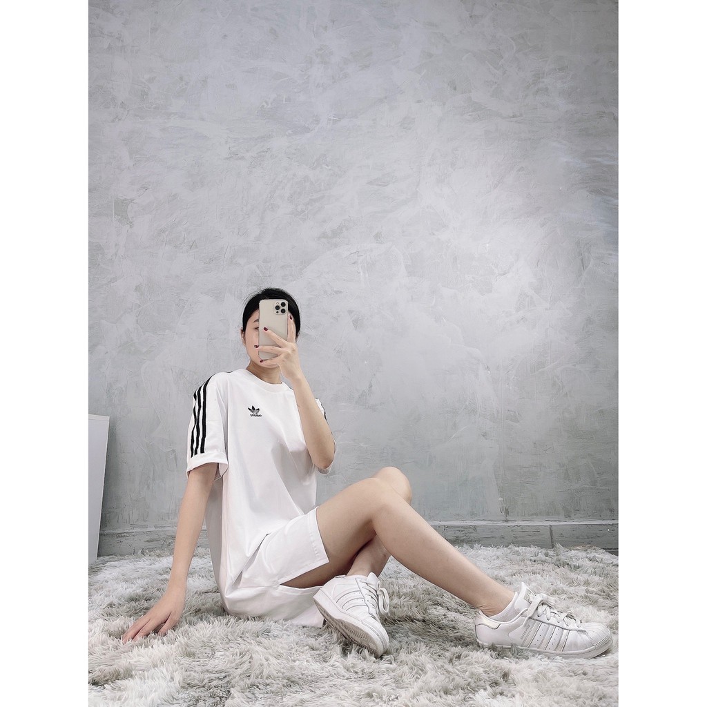 (HÀNG XUẤT XỊN) Váy / Đầm das trắng 3 sọc 1799 ADICOLOR 3-STRIPES DRESS WHITE Made in Cambodia full tag code