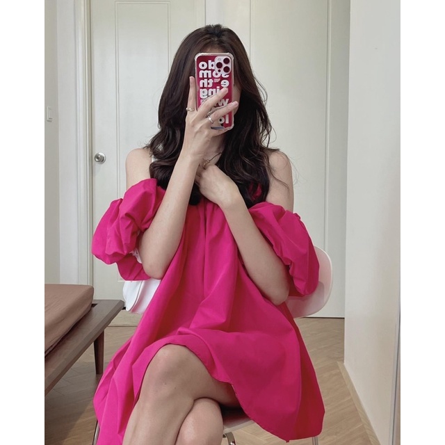 Đầm Trễ Vai 2 Lớp Màu Hot Trend (Hàng Loại 1) Váy Xinh Dáng Xoè Babydoll Xanh, Hồng, Trắng