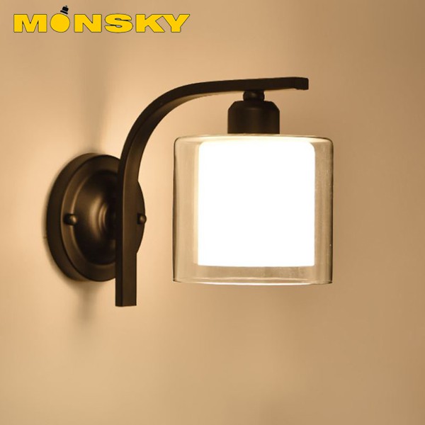 Đèn gắn tường MONSKY MOKA chao 2 lớp sang trọng thân đèn sơn tĩnh điện 3 lớp không gỉ